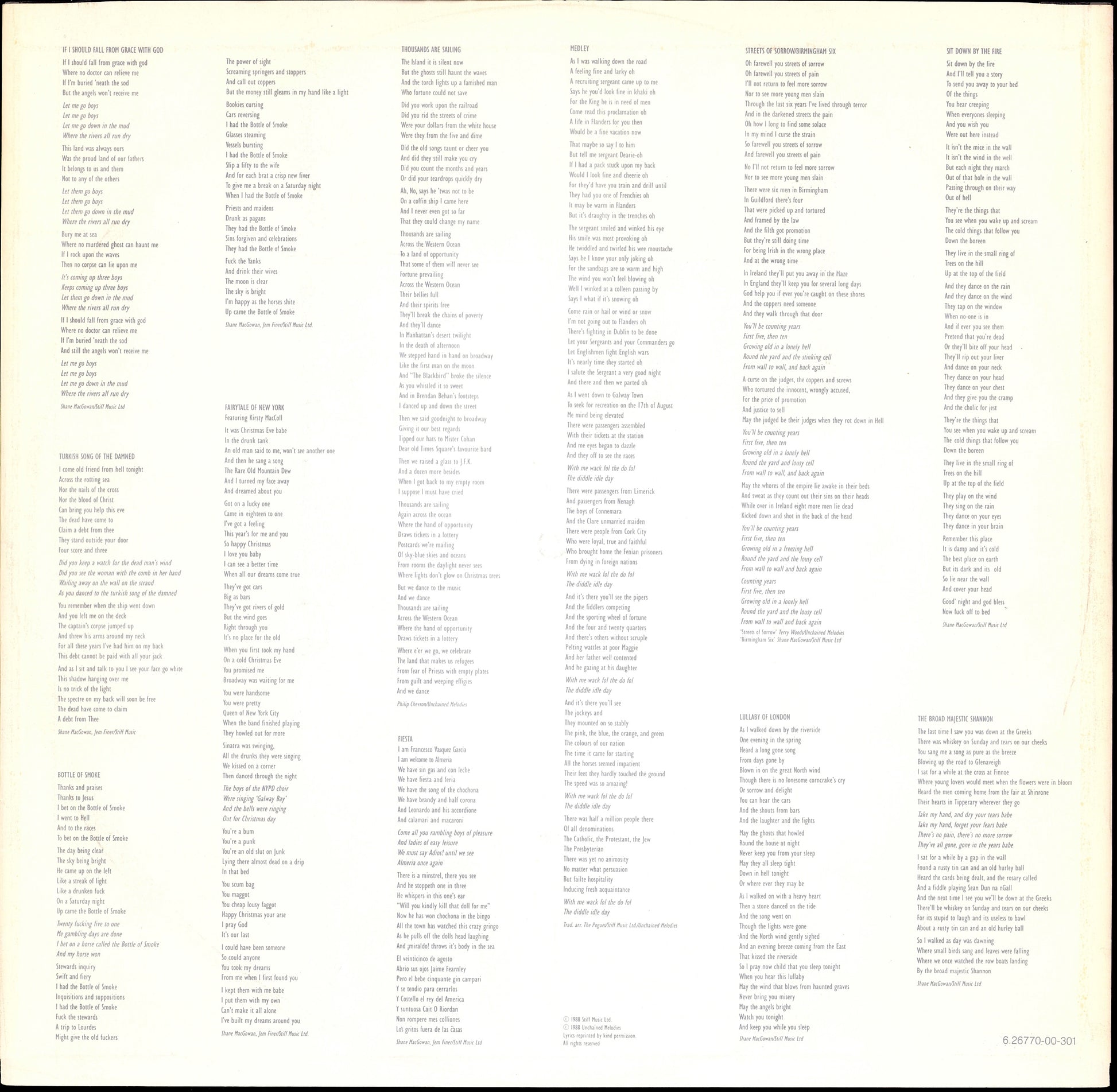 The Pogues - If I Should Fall From Grace With God Vinyl LP Kopie