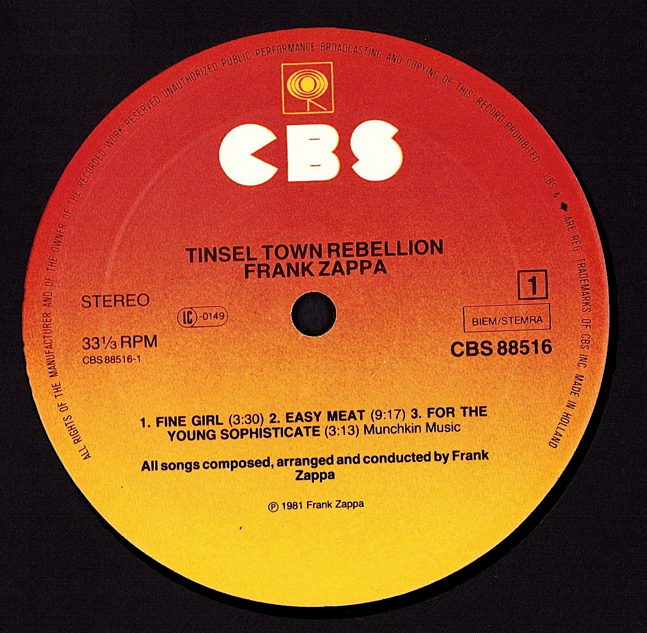 Frank Zappa ‎- Tinsel Town Rebellion Vinyl 2LP