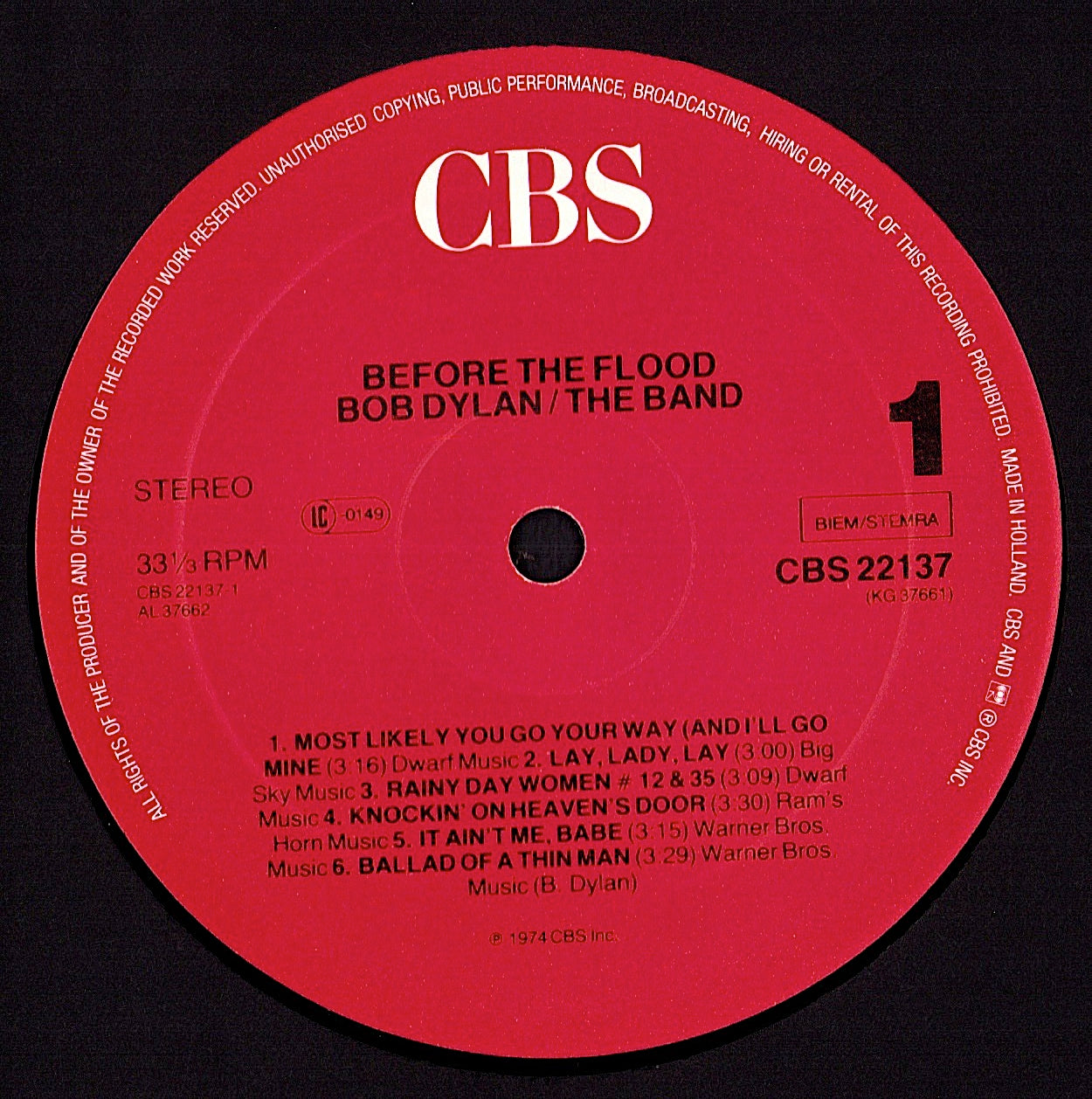 Bob Dylan / The Band ‎- Before The Flood Vinyl 2LP Kopie