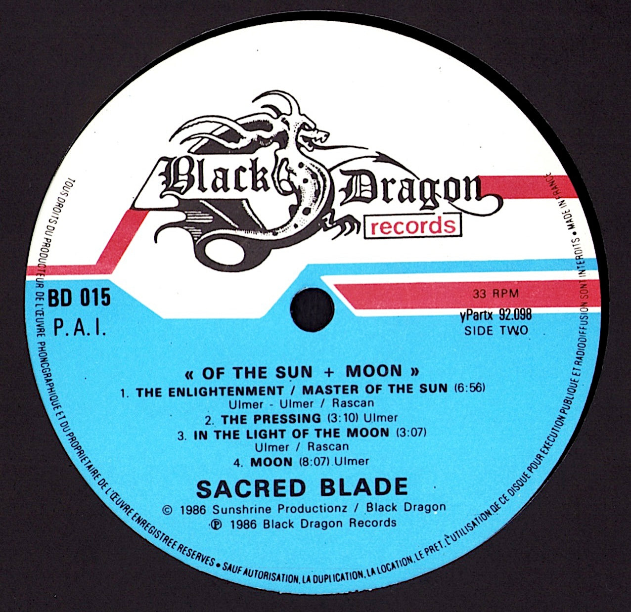 Sacred Blade – Of The Sun + Moon Vinyl LP