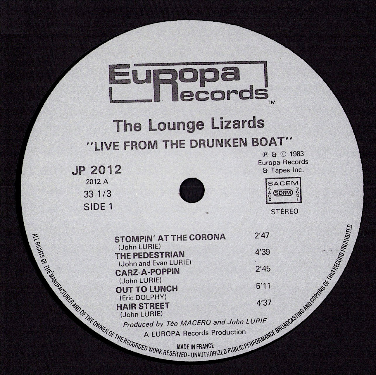 The Lounge Lizards - The Lounge Lizards Vinyl LP Kopie
