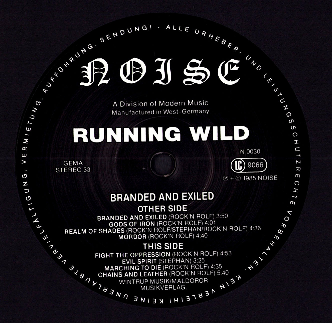 Running Wild - Branded And Exiled (Vinyl LP | DE Original | 1985)