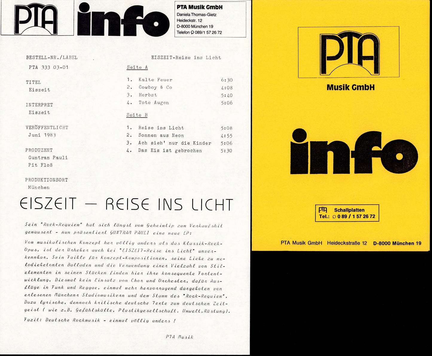 Eiszeit – Reise Ins Licht Vinyl LP