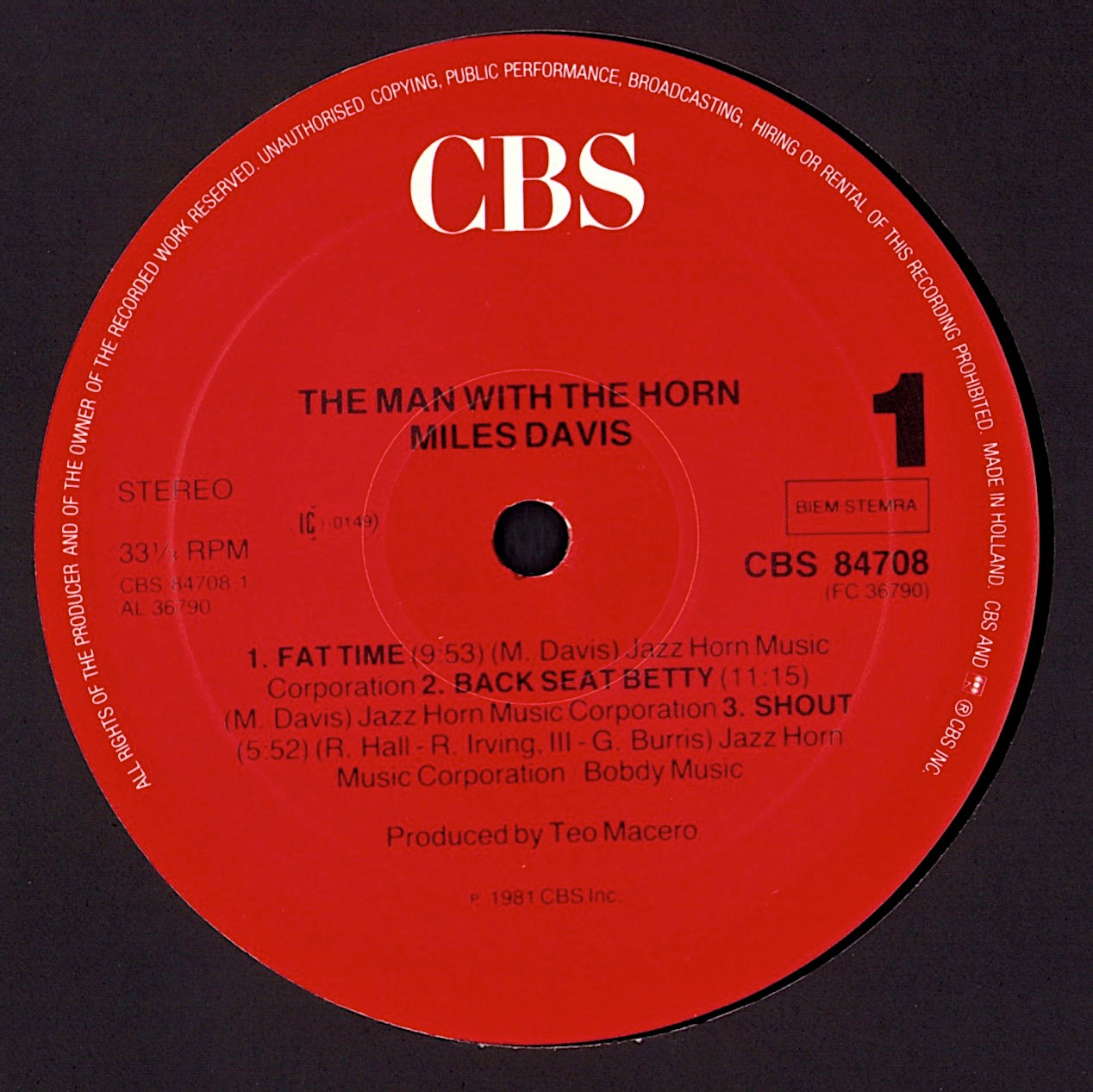 Miles Davis ‎- The Man With The Horn Vinyl LP