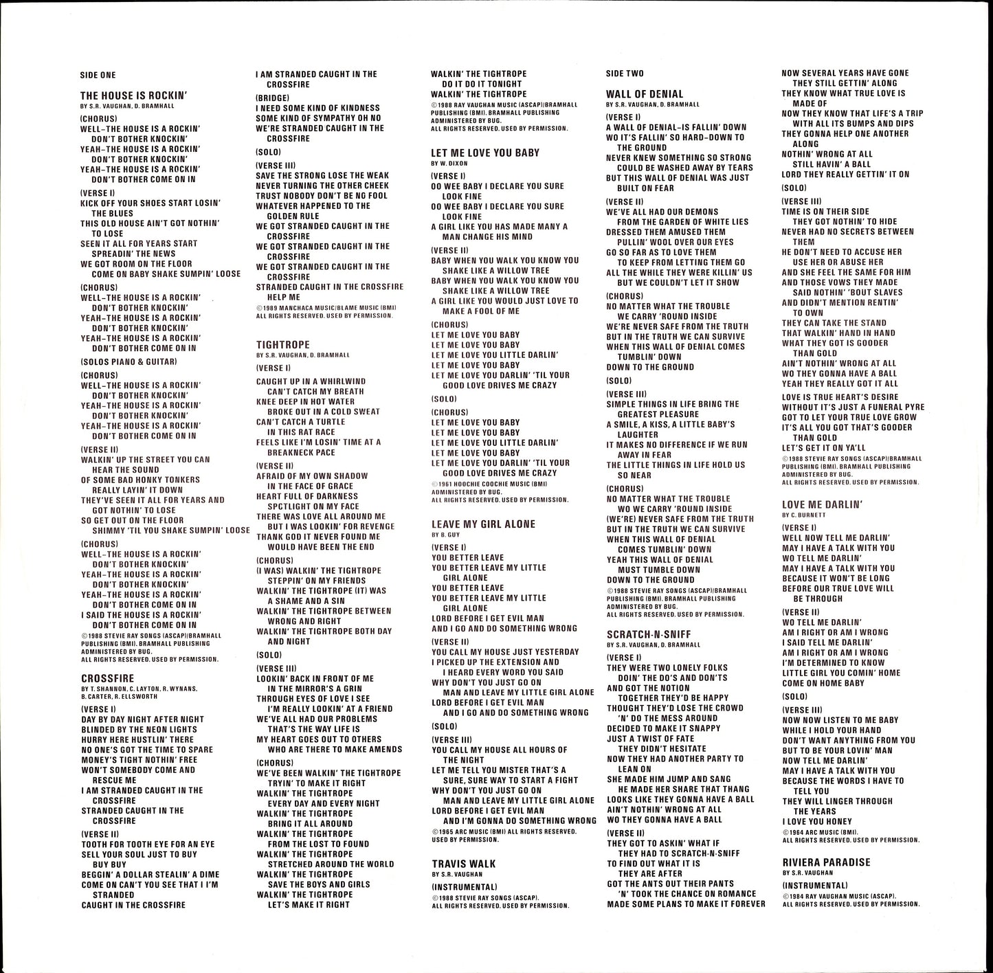 Stevie Ray Vaughan And Double Trouble - In Step Vinyl LP Kopie