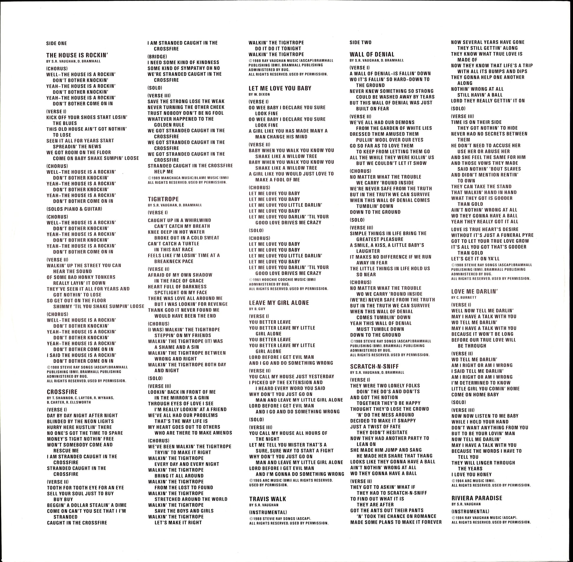 Stevie Ray Vaughan And Double Trouble - In Step Vinyl LP Kopie