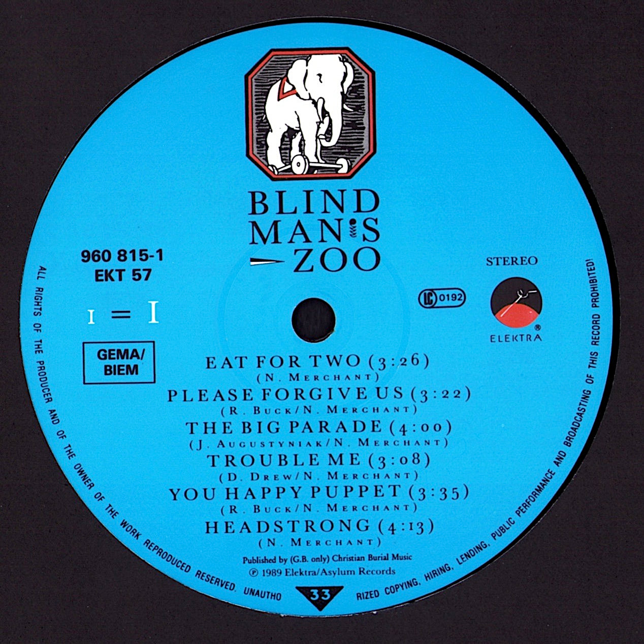 10,000 Maniacs – Blind Man's Zoo Vinyl LP