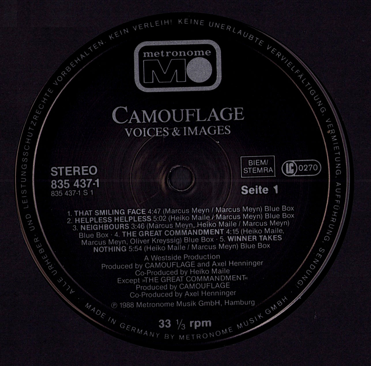 Camouflage - Voices & Images (Vinyl LP | DE Original | 1988)