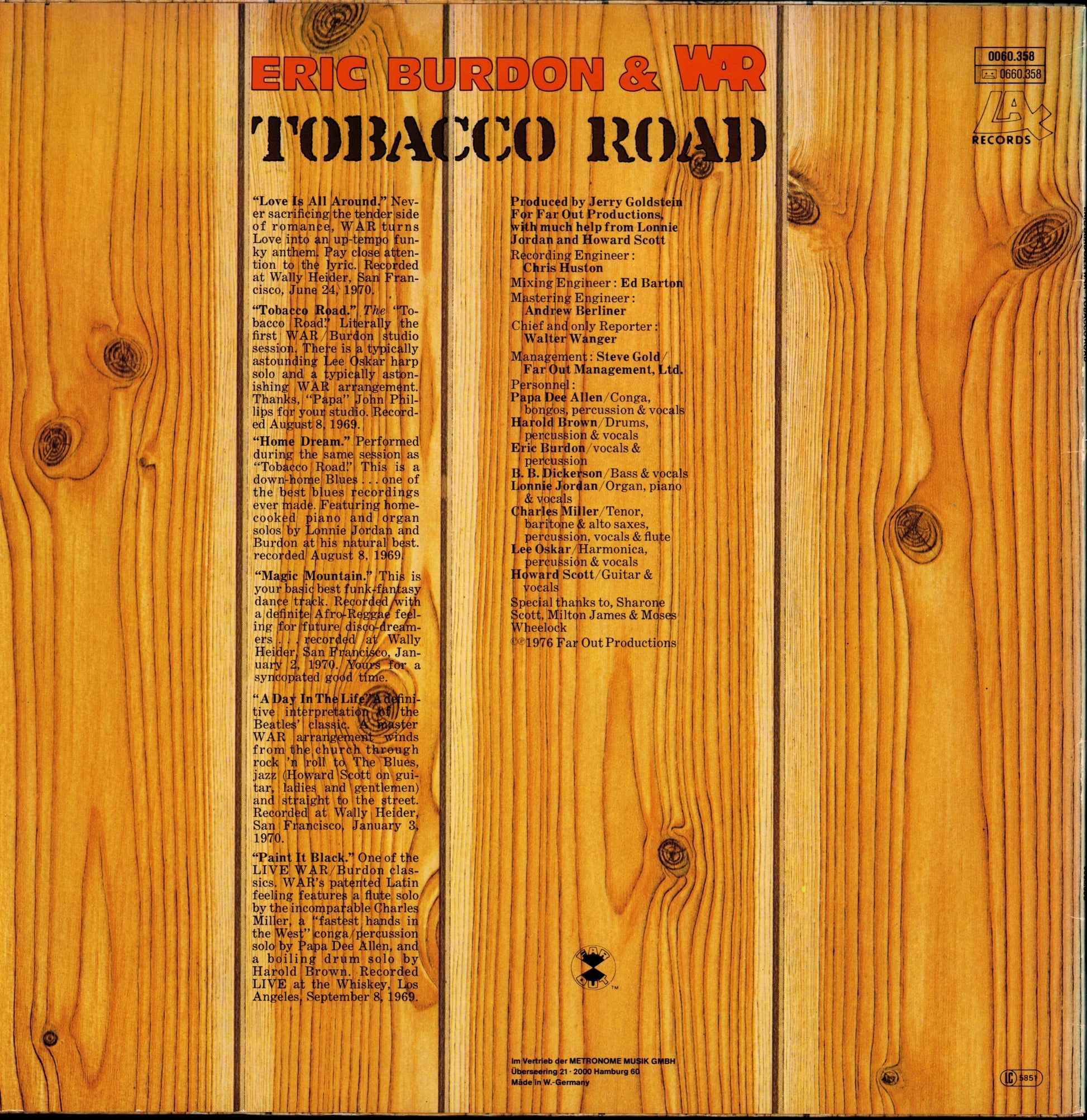 Eric Burdon & War - Eric Burdon Declares “War” Vinyl LP Kopie