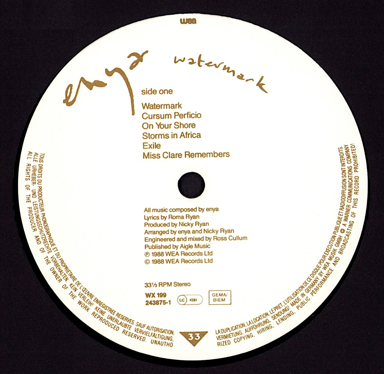 Enya ‎- Watermark Vinyl LP