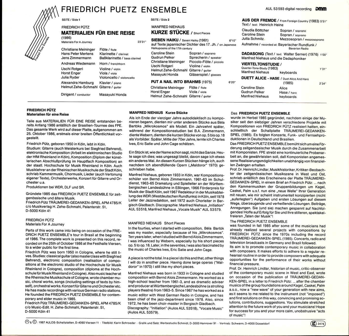 Gentle Fire, Earle Brown, John Cage, Christian Wolff ‎– 4 Systems, Music For Amplified Toy Pianos, Music For Carillon, Edges Vinyl LP Kopie