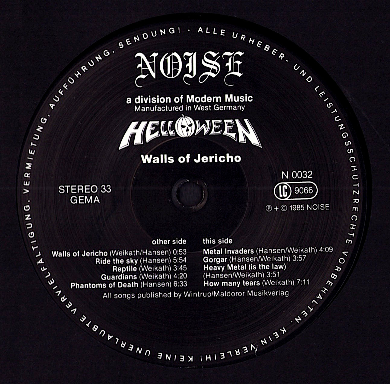 Helloween - Walls Of Jericho (Vinyl LP | DE Original | 1985)