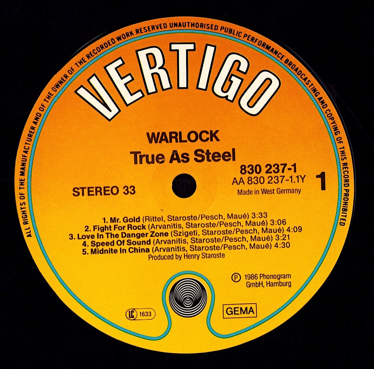 Warlock - True As Steel (Vinyl LP | DE Original | 1986)