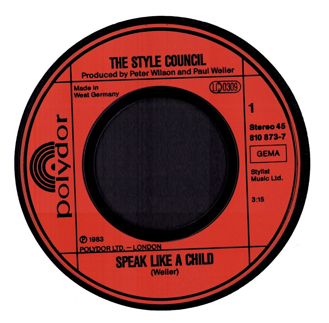 The Style Council - Speak Like A Child Vinyl 7" | DE Original | 1983