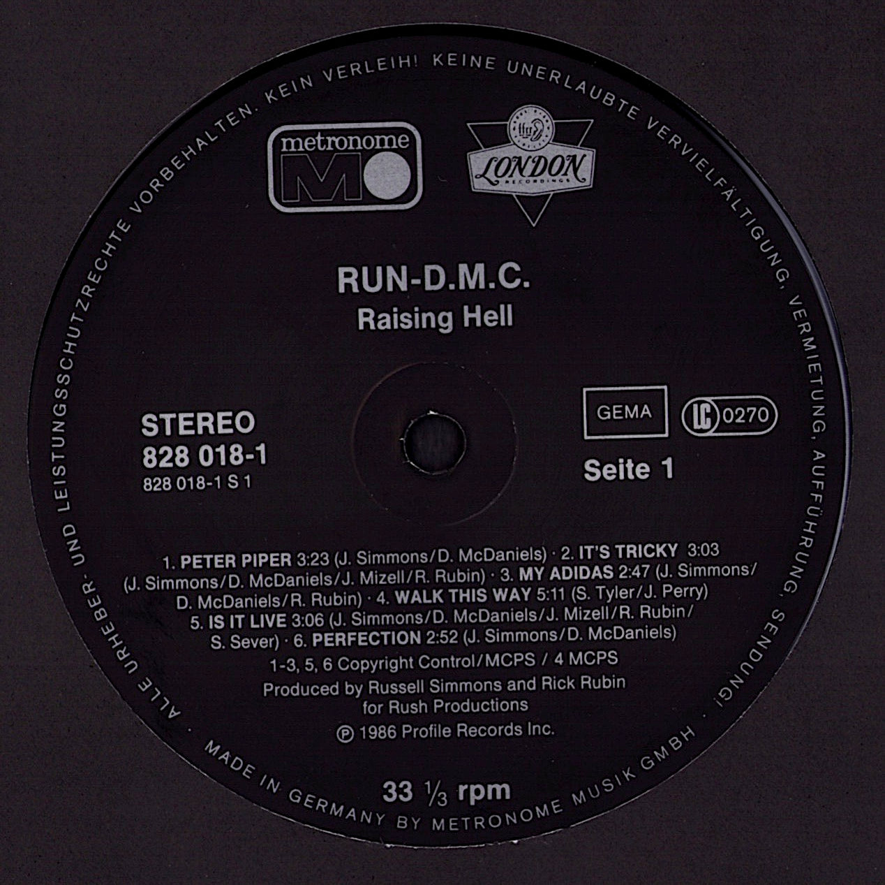 RUN DMC - Raising Hell Vinyl LP