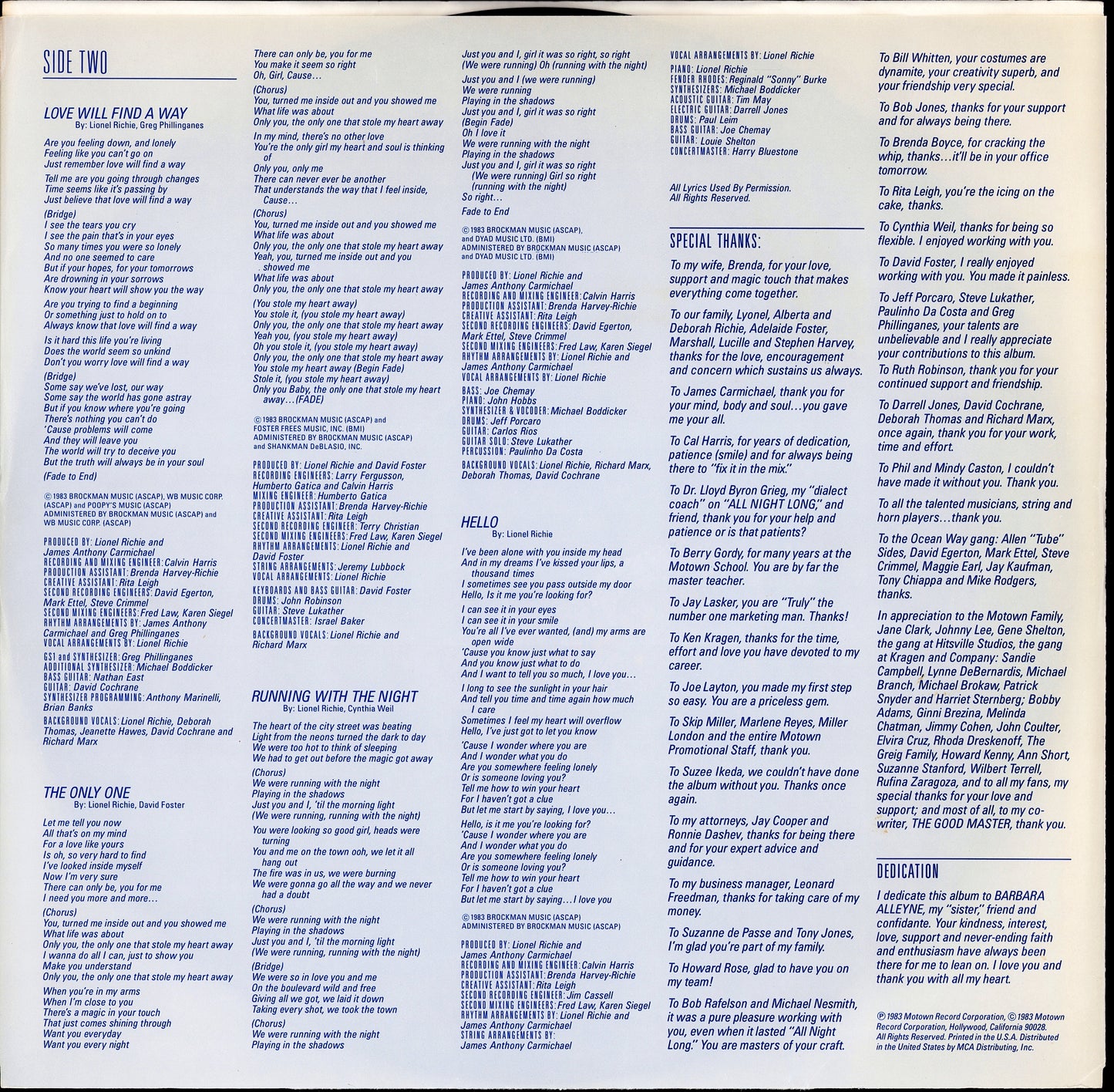 Lionel Richie - Can't Slow Down Vinyl LP Kopie