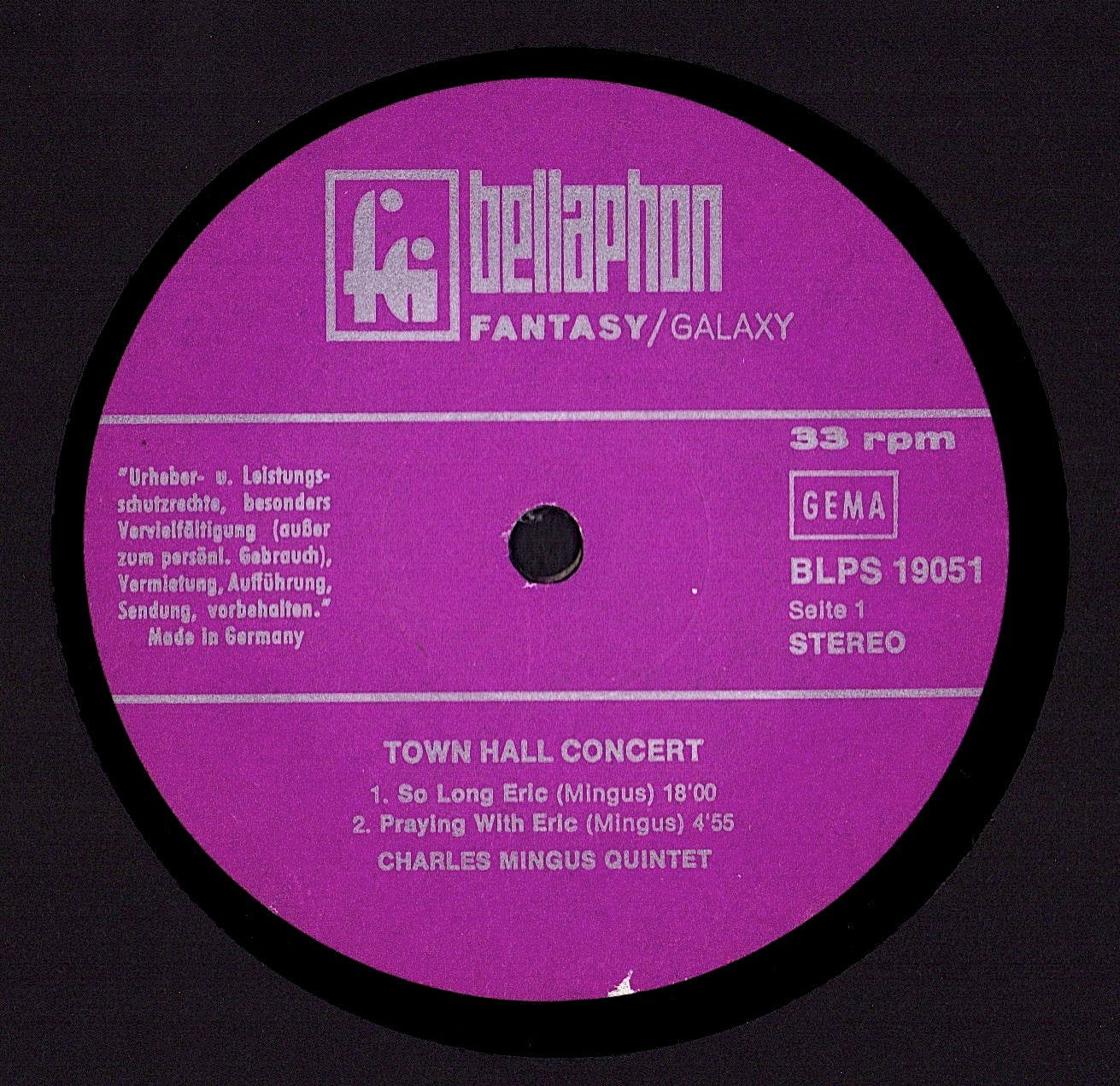 Charles Mingus – Town Hall Concert Vinyl LP