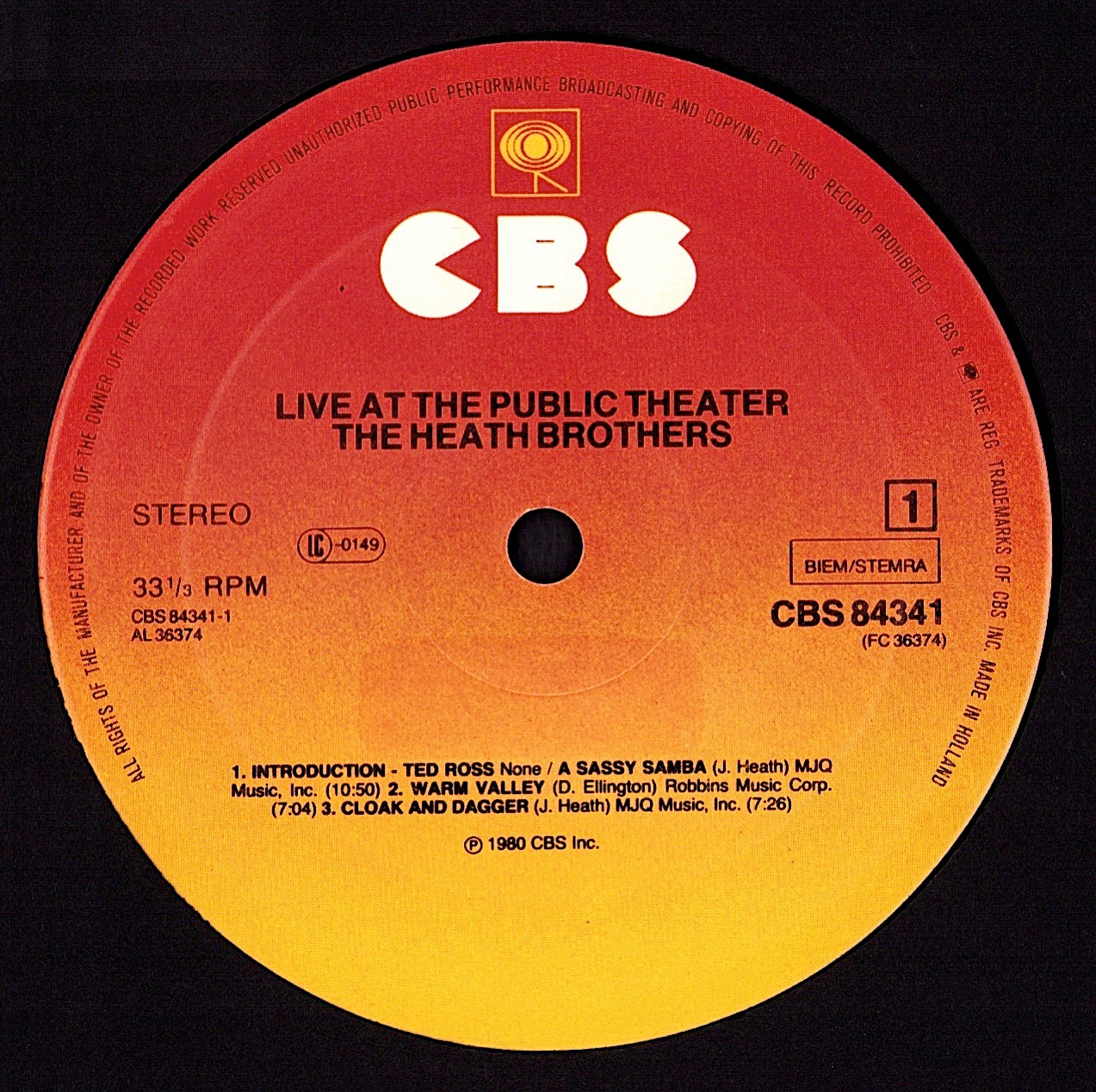 The Heath Bros. – Live At The Public Theater (Vinyl LP)