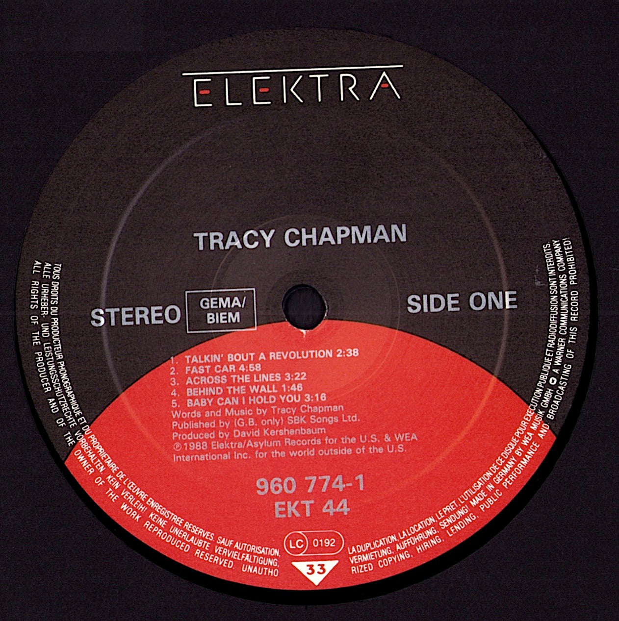 Tracy Chapman ‎- Tracy Chapman Vinyl LP