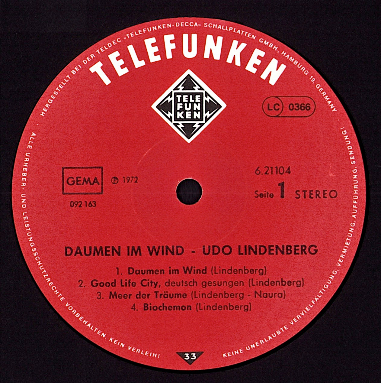 Udo Lindenberg – Daumen Im Wind Viny LP