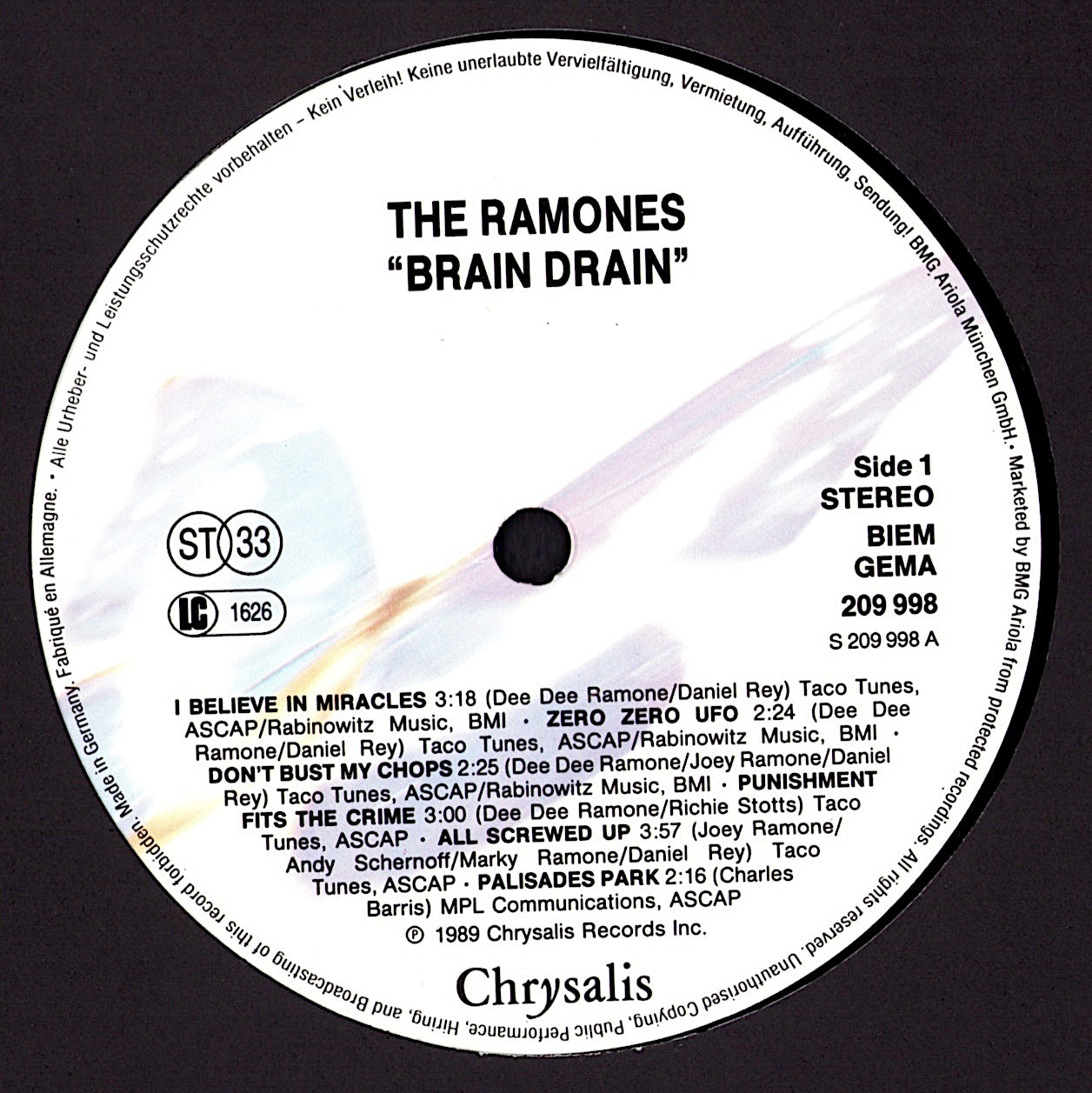 Ramones - Brain Drain Vinyl LP Kopie