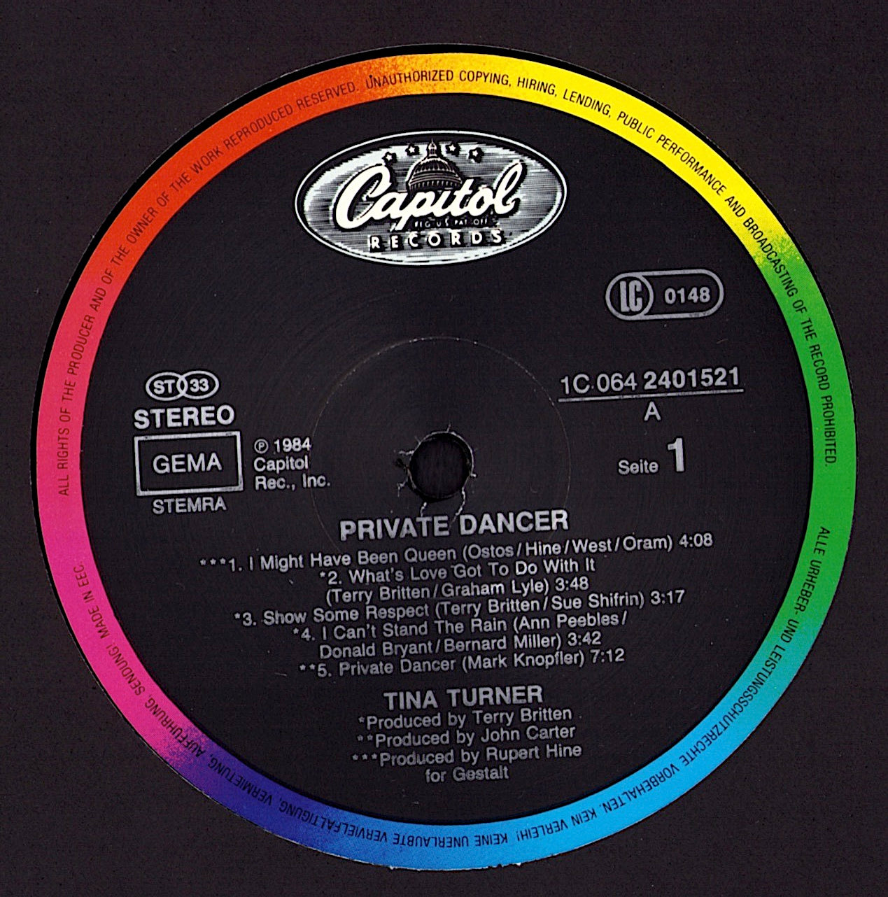 Tina Turner - Private Dancer Vinyl LP Kopie