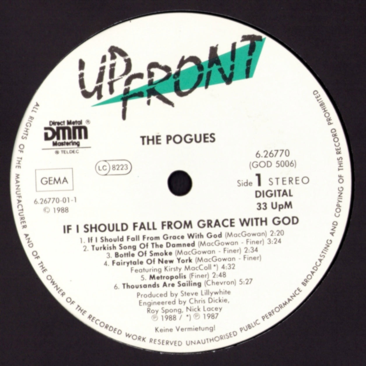 The Pogues - If I Should Fall From Grace With God Vinyl LP Kopie