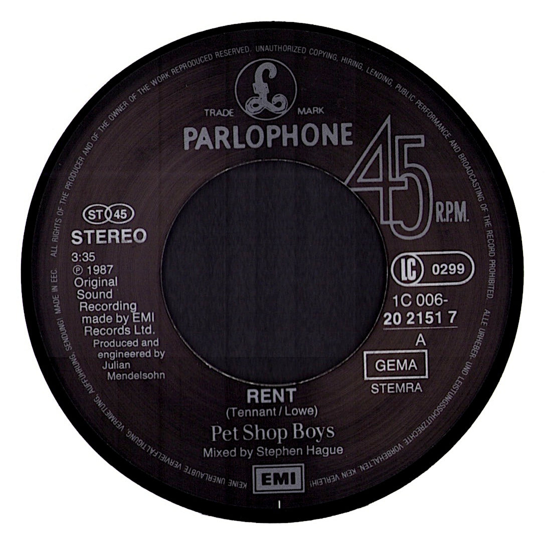 Pet Shop Boys – Rent 7" Vinyl Single | EU Original | 1987 Kopie Kopie Kopie Kopie