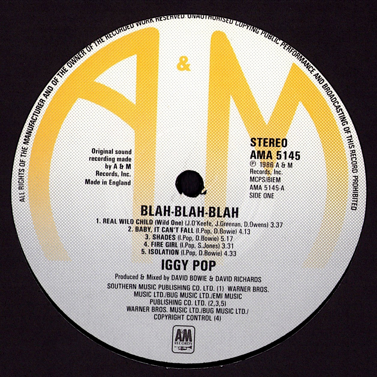 Iggy Pop - Blah-Blah-Blah Vinyl LP Kopie
