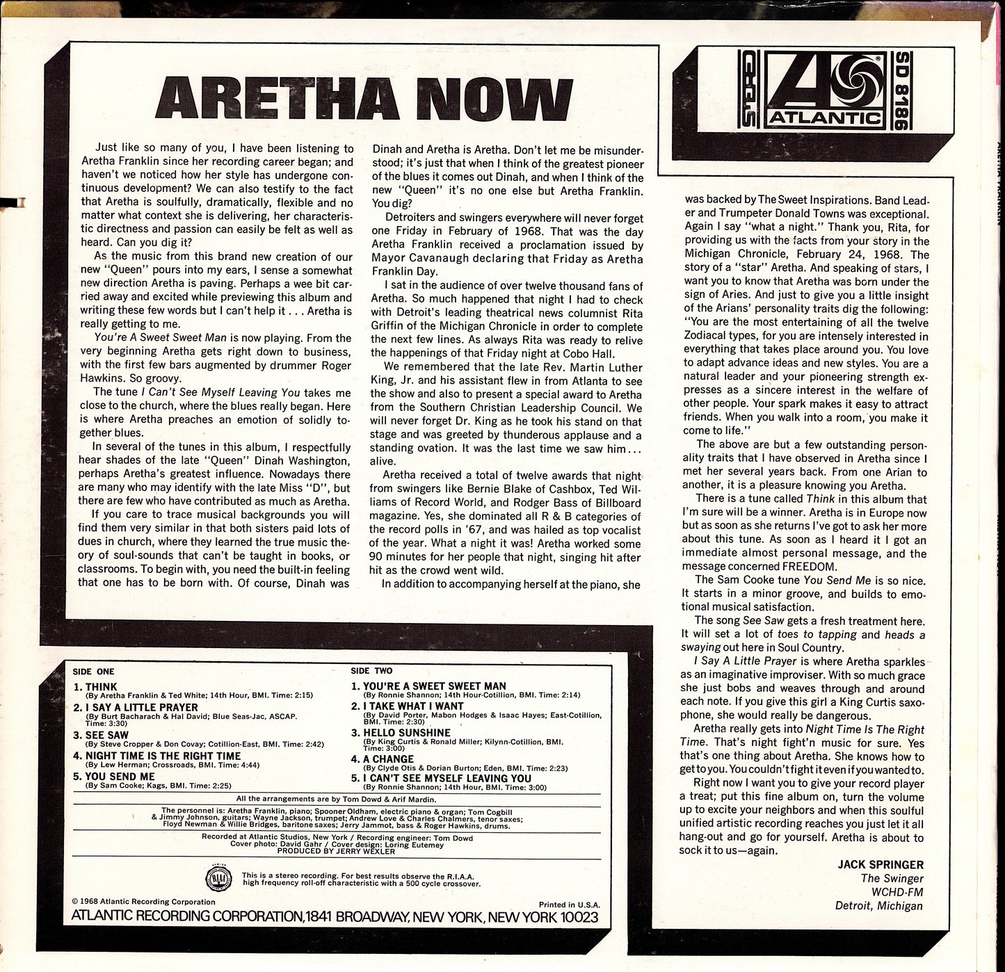 Aretha Franklin – Queen Of Soul Vinyl LP | US Original | 1968 Kopie