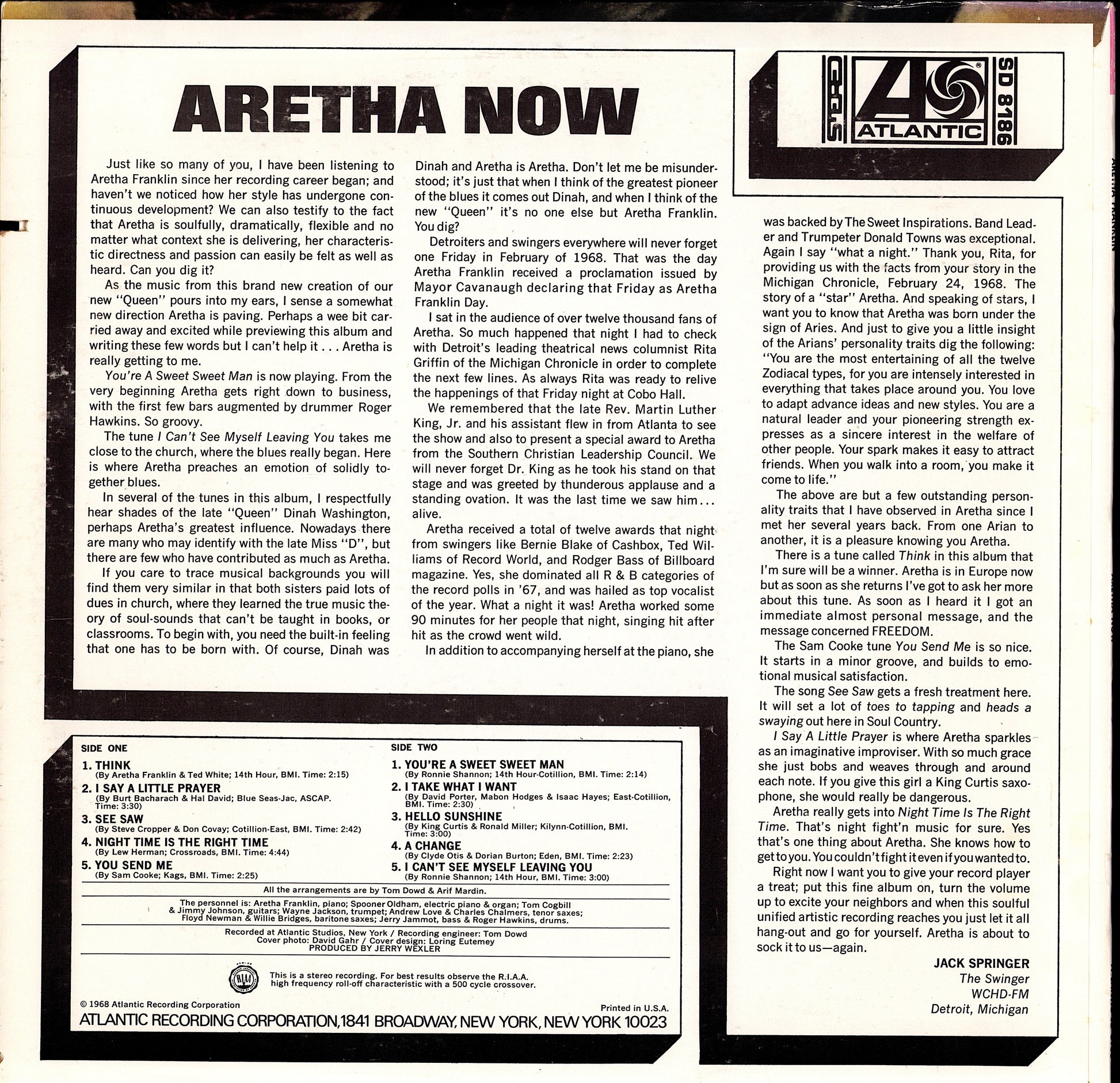 Aretha Franklin – Queen Of Soul Vinyl LP | US Original | 1968 Kopie