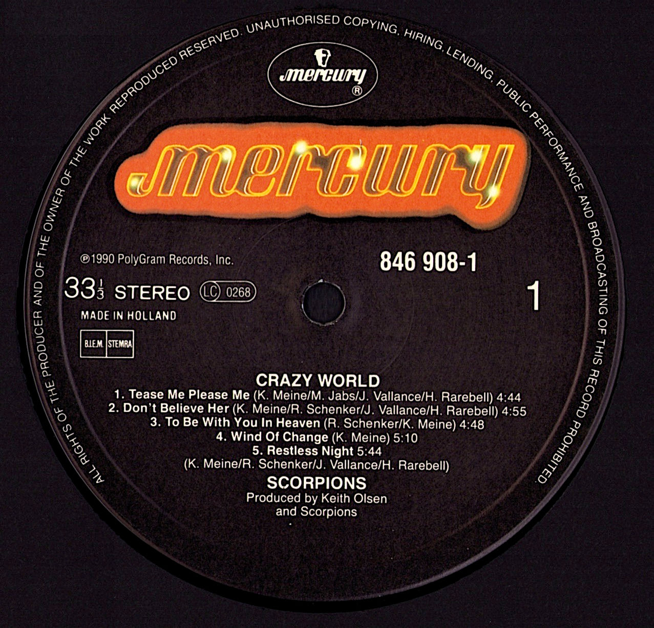 Scorpions - Crazy World - Artist Signed LP | Original Autographed Vinyl