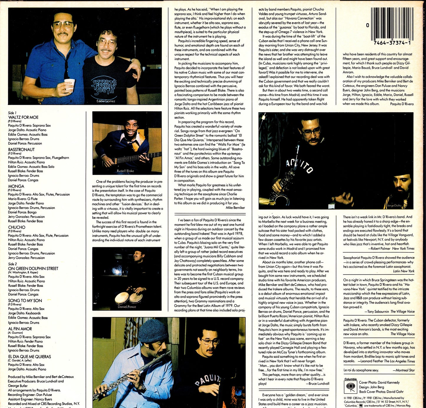 Paquito D'Rivera – Paquito Blowin' Vinyl LP | US Original | 1981