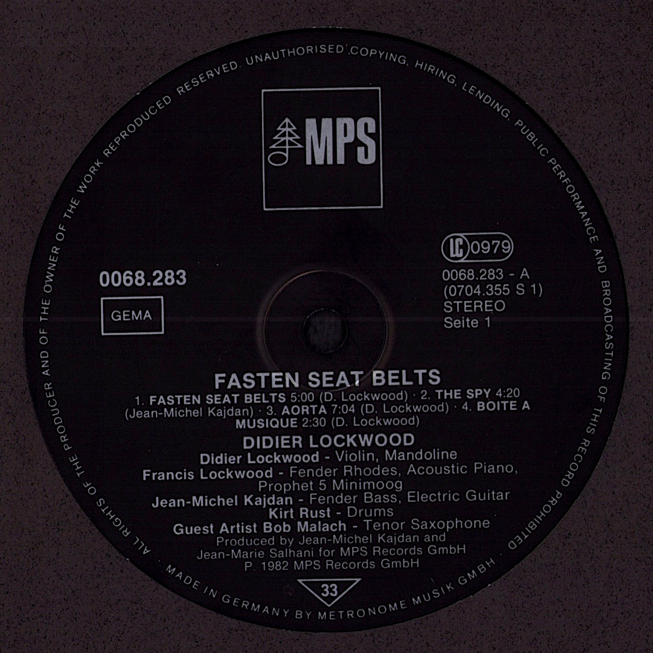 Didier Lockwood – Fasten Seat Belts Vinyl LP | DE Original | 1982