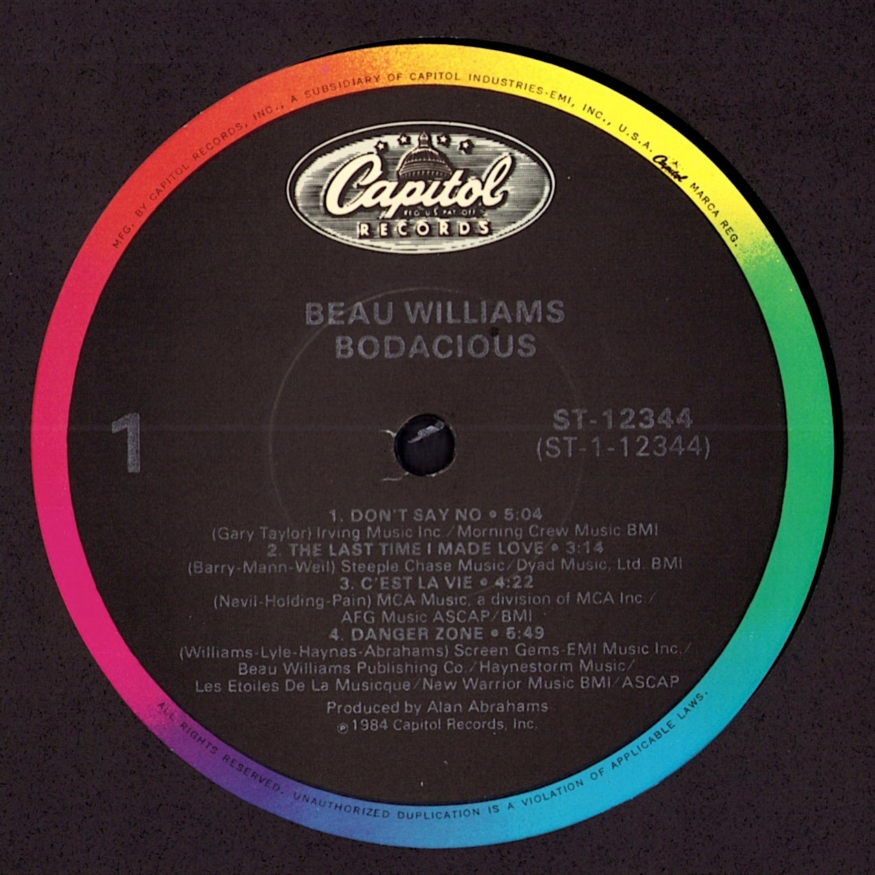 Beau Williams! – Bodacious! Vinyl LP | US Original | 1984