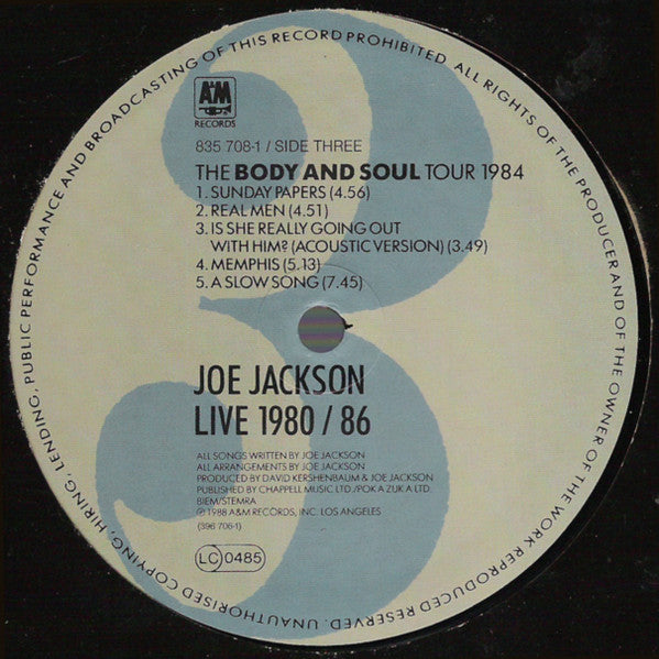 Joe Jackson ‎- Live 1980 / 86 Vinyl 2LP