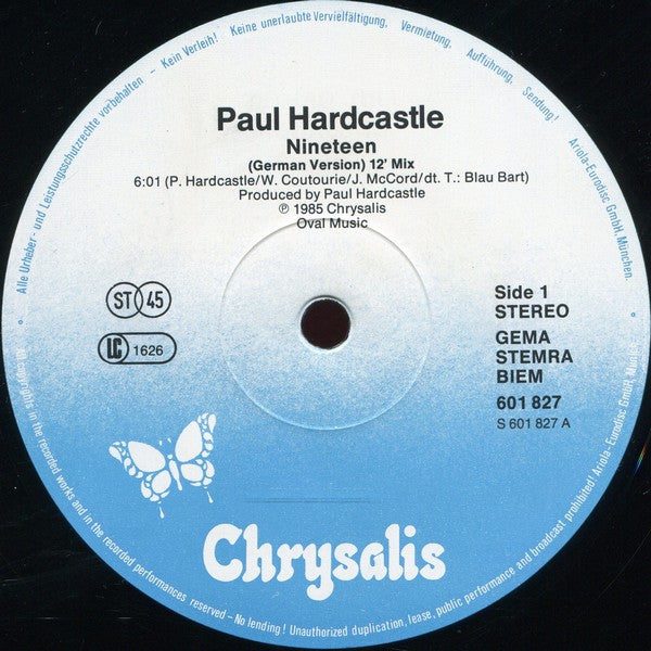 Paul Hardcastle - 19 German Version Vinyl 12"