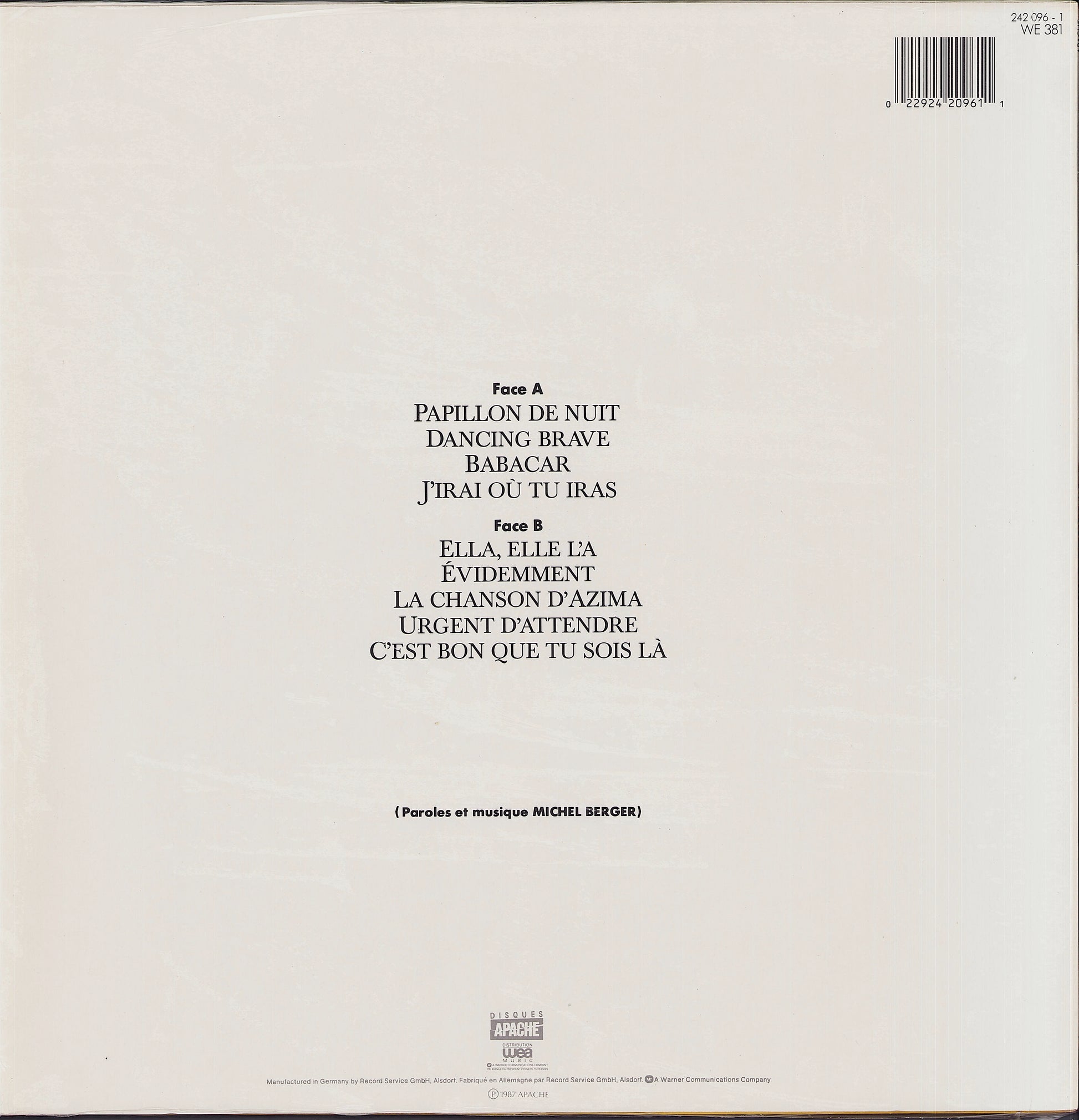 France Gall ‎- Babacar Vinyl LP FR