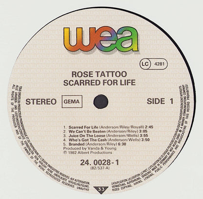 Rose Tattoo - Scarred For Life Vinyl LP