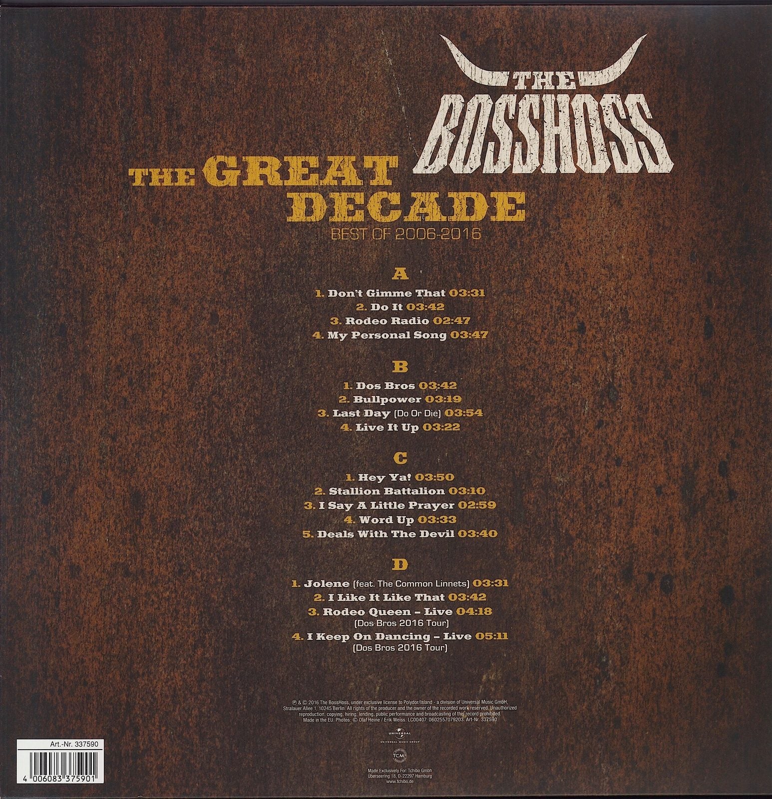 The BossHoss ‎– The Great Decade (Best Of 2006-2016) (White Vinyl 2LP)  Special Edition