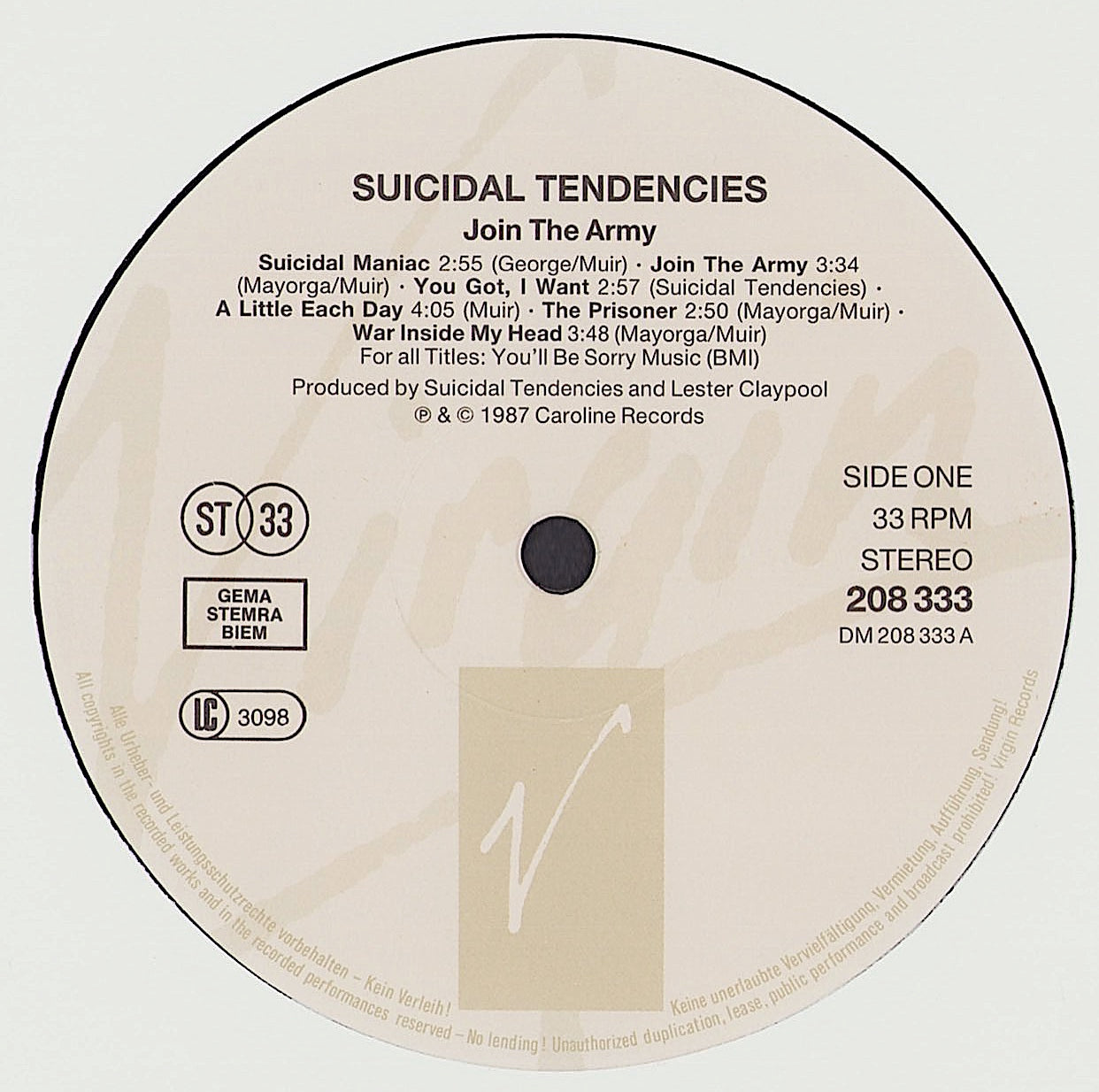 Suicidal Tendencies - Join The Army Vinyl LP