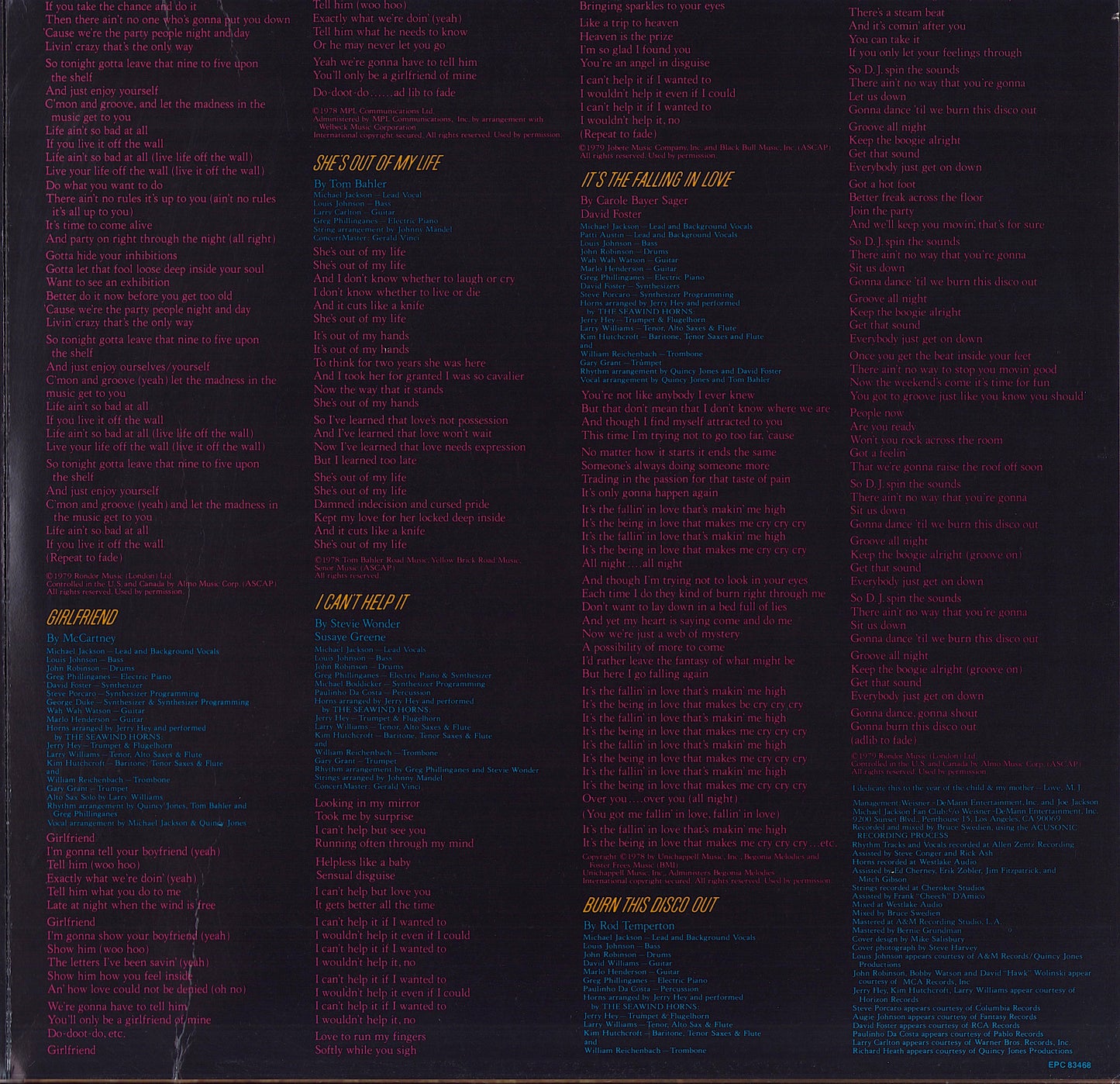 Michael Jackson ‎- Off The Wall Vinyl LP Halfspeed Mastering