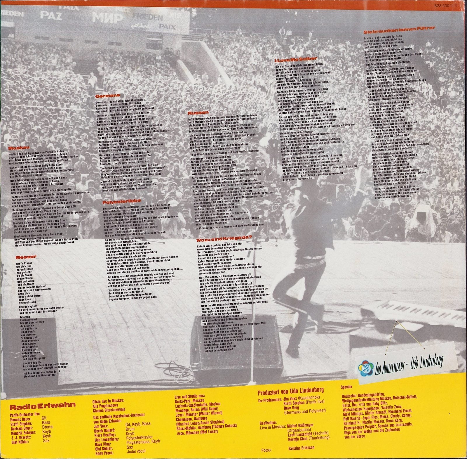 Udo Lindenberg + Panikorchester ‎– Radio Eriwahn Vinyl LP