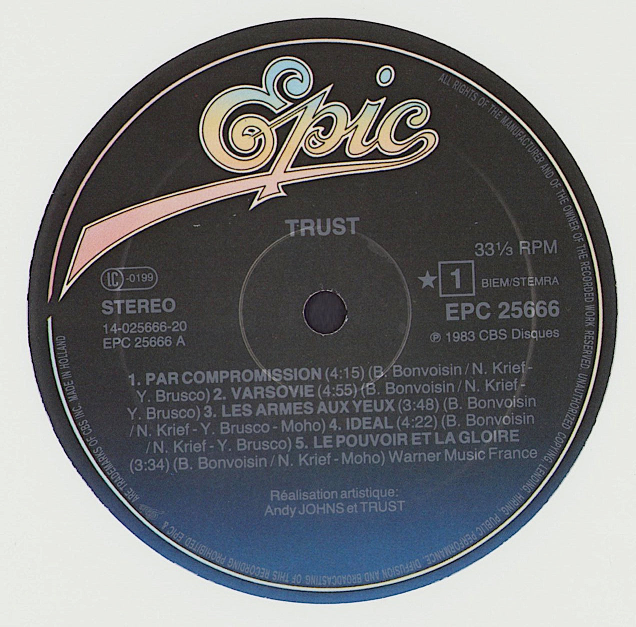 Trust - Idéal Vinyl LP