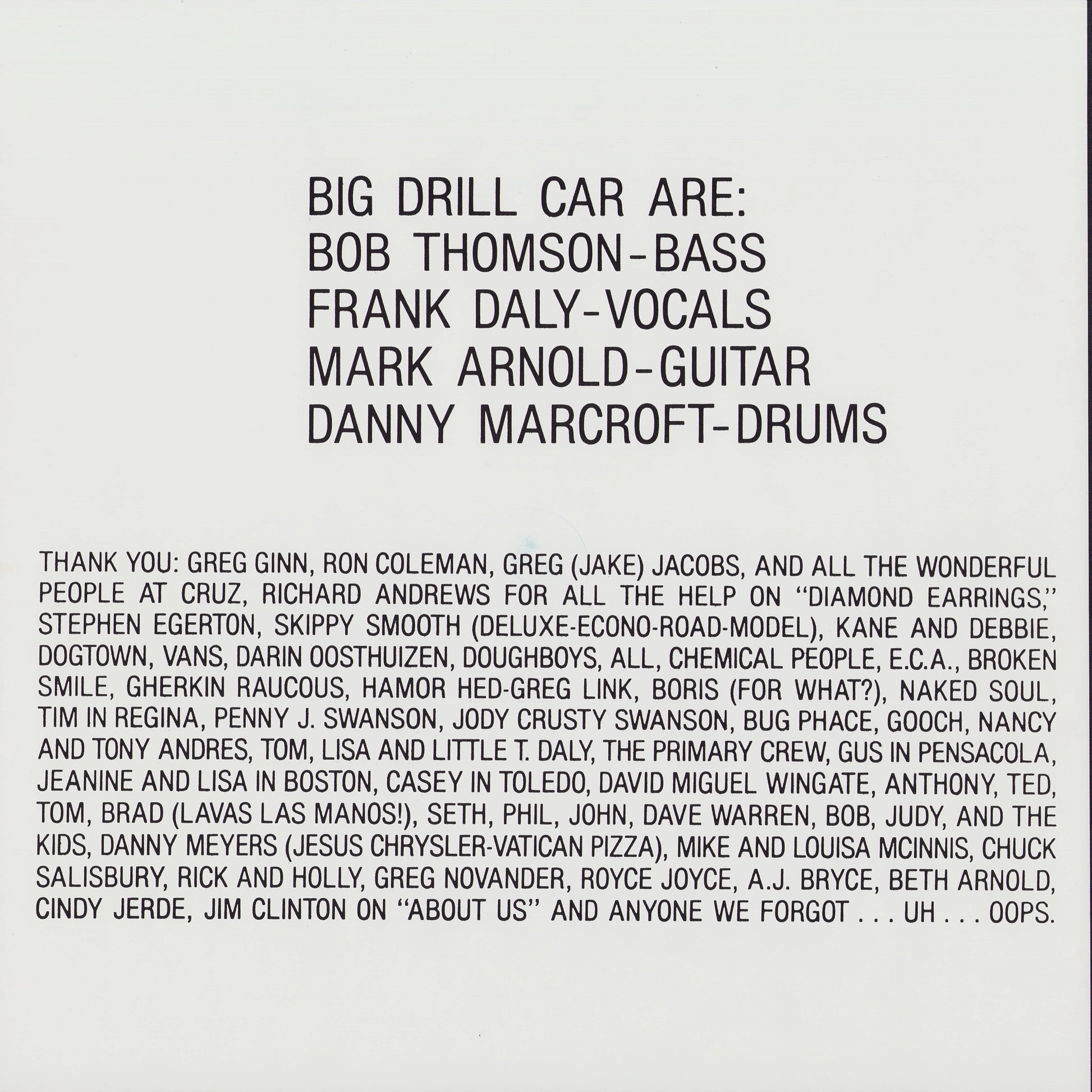 Big Drill Car ‎- Album Type Thing Vinyl LP