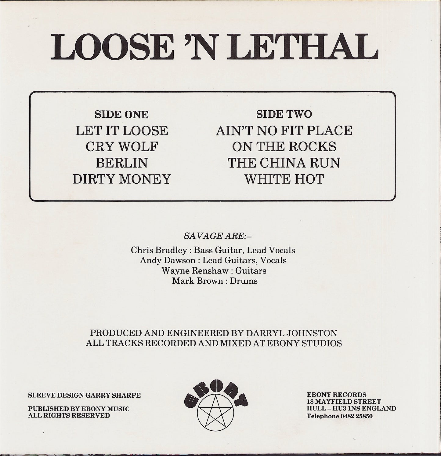 Savage - Loose 'N Lethal Vinyl LP UK