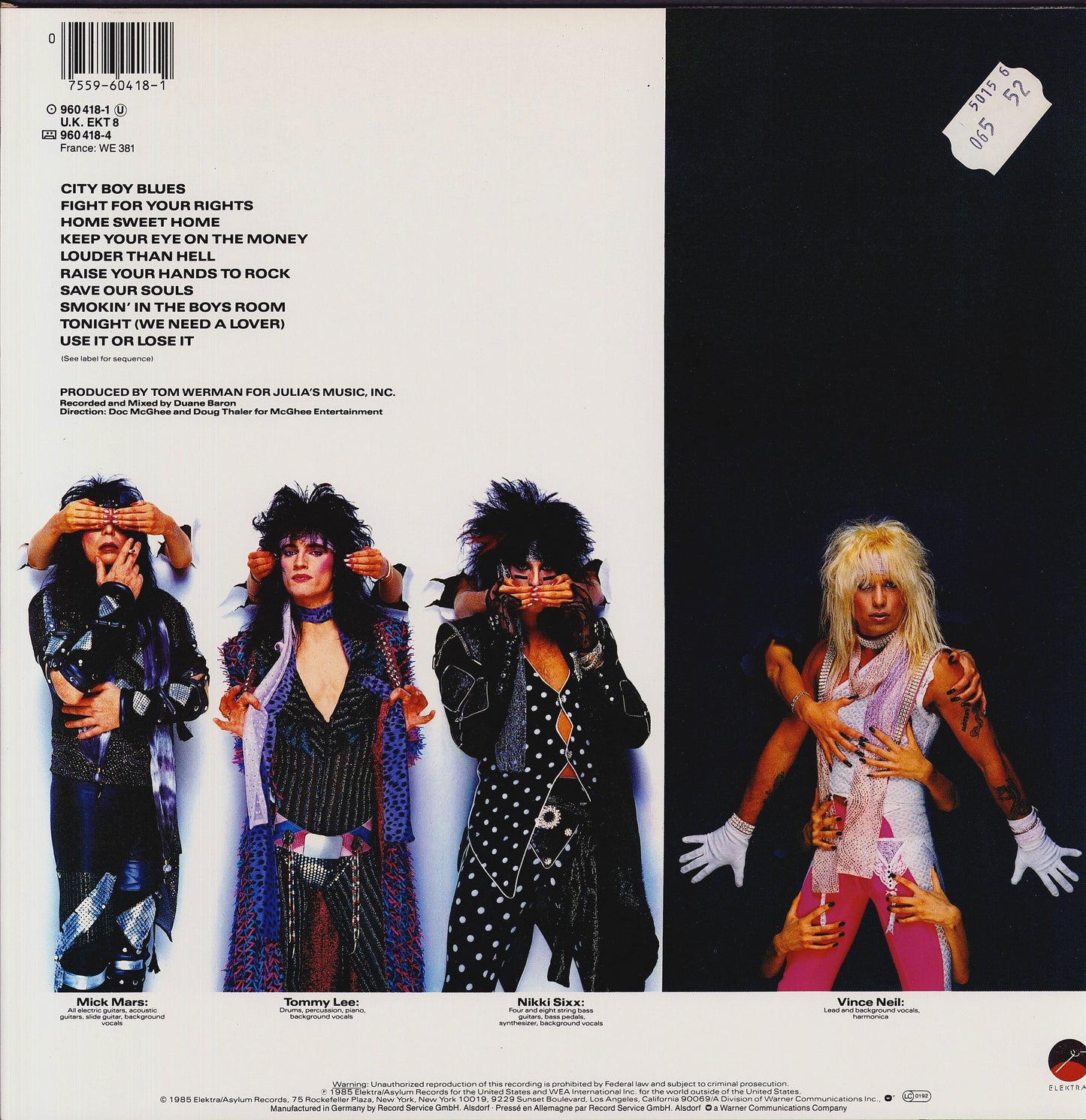 Mötley Crüe ‎- Theatre Of Pain Vinyl LP
