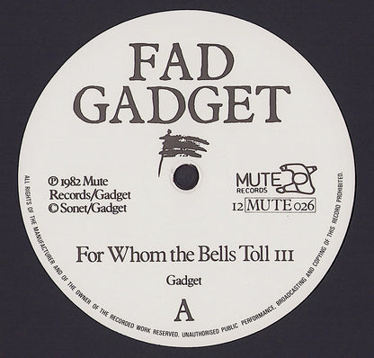 Fad Gadget ‎- For Whom The Bells Toll Vinyl 12"