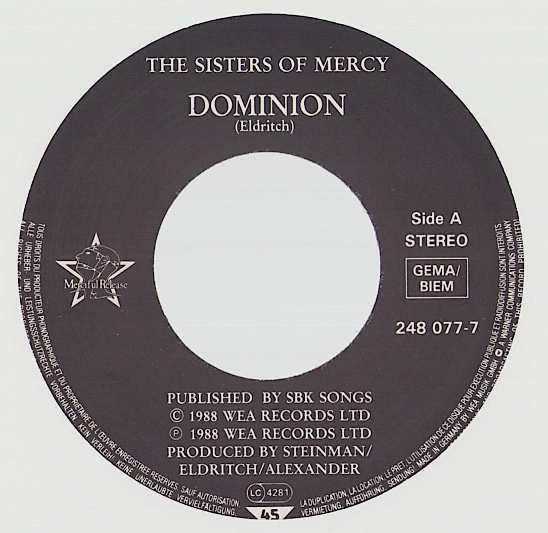 The Sisters Of Mercy ‎- Dominion Vinyl 7"