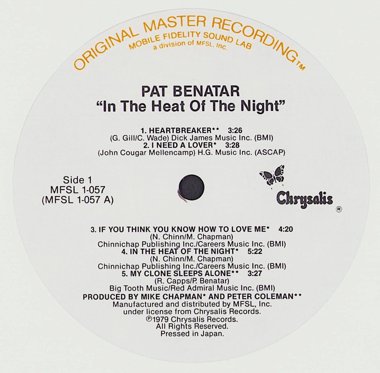 Pat Benatar ‎- In The Heat Of The Night Vinyl LP Halfspeed Mastering